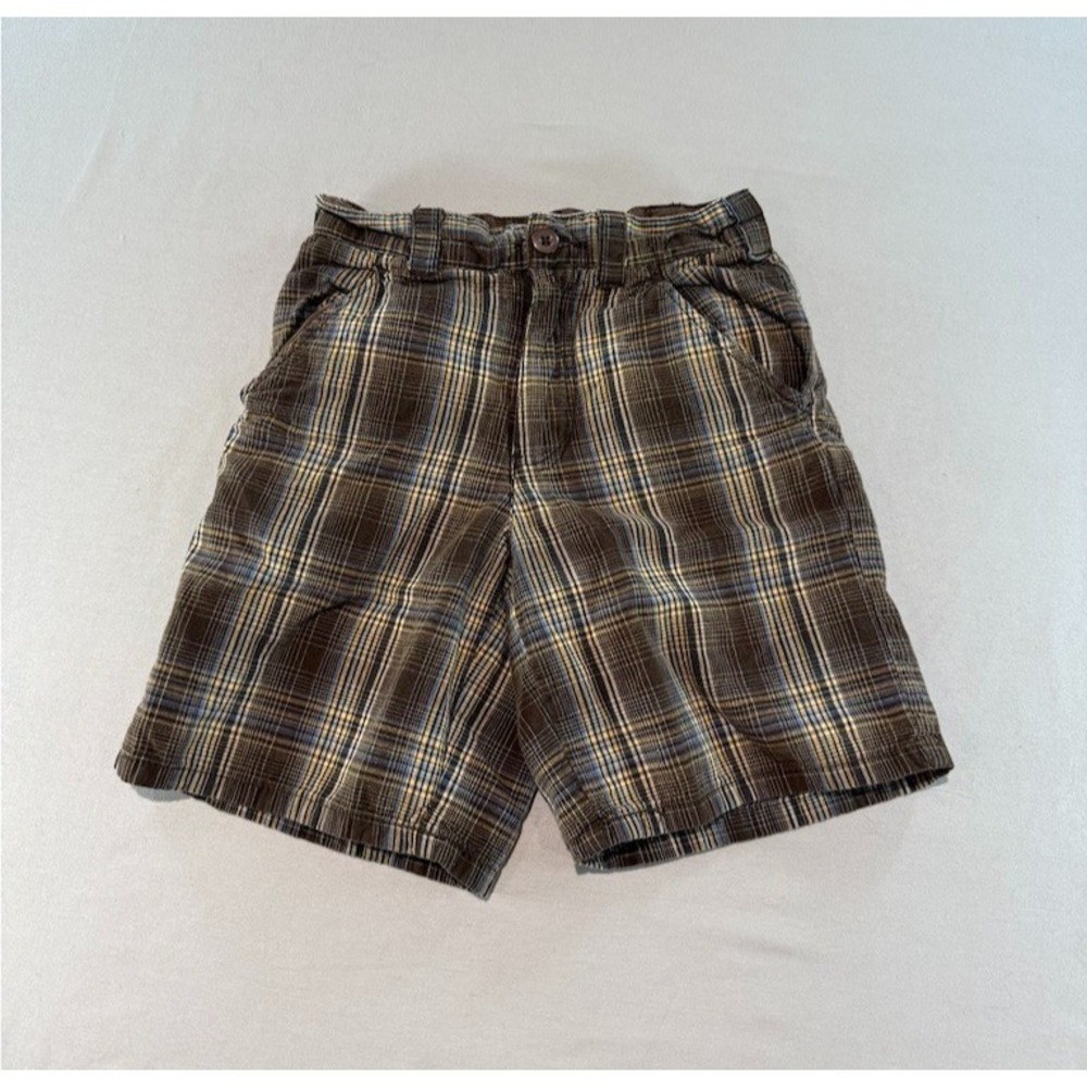 Y2K Radius Boys Plaid Shorts Brown Blue Cotton Casual Size 4T